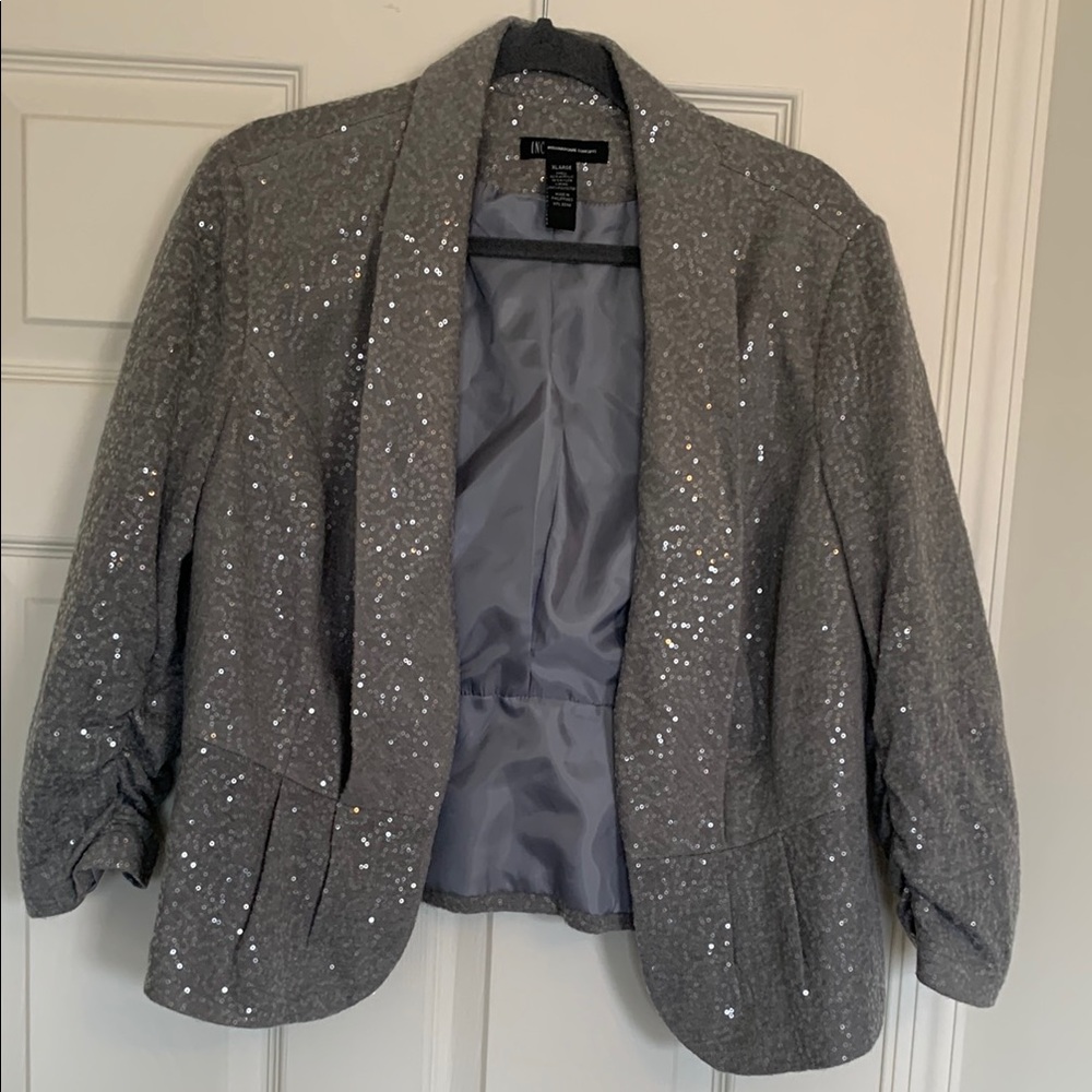 Elegant Gray Sequin Jacket